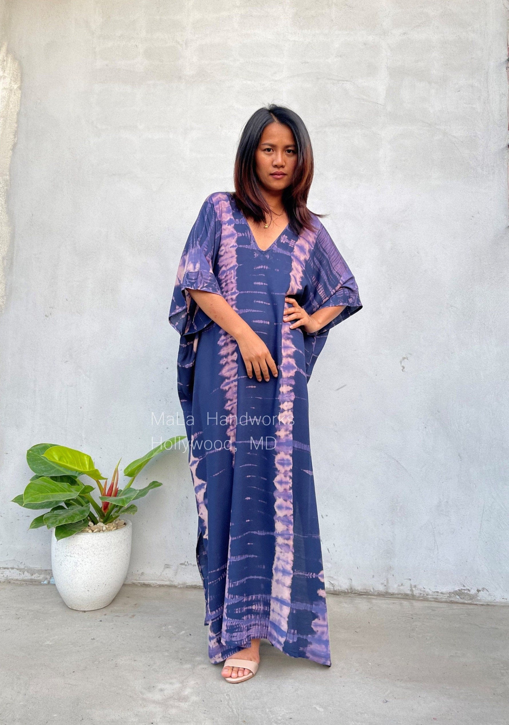 MALA handworks  Camila Kaftan in Blue and Purple Tie Dye