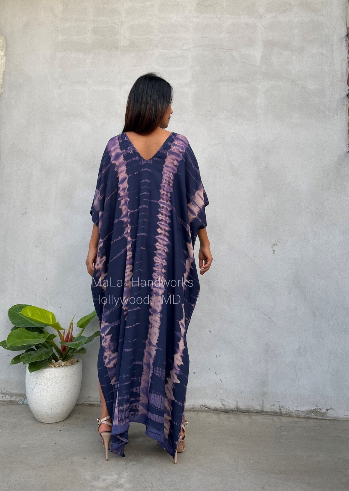 MALA handworks  Camila Kaftan in Blue and Purple Tie Dye