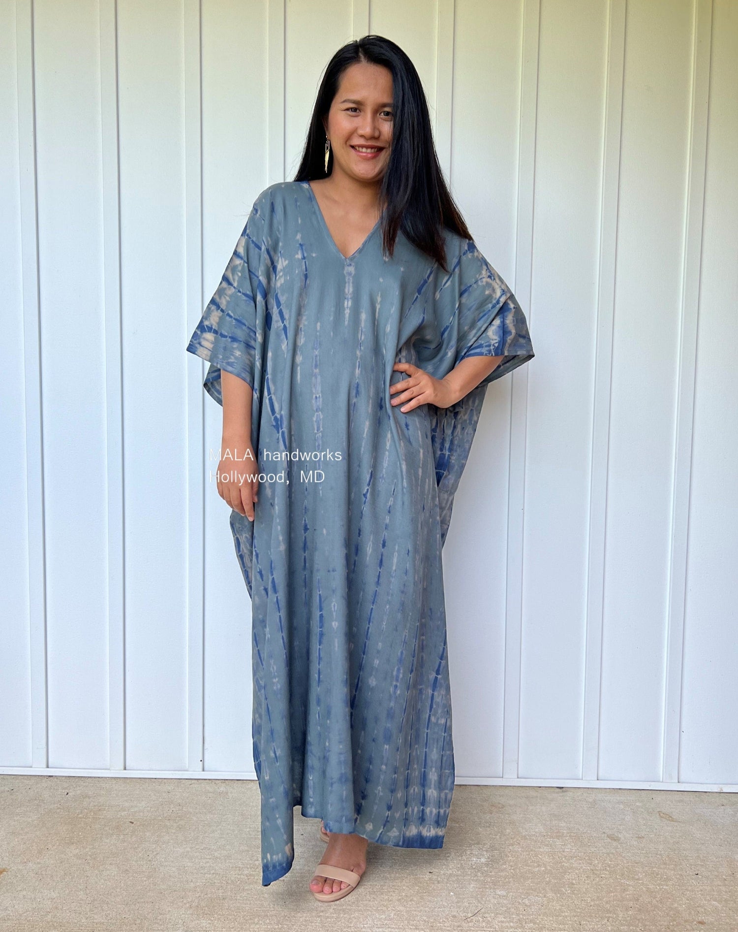 MALA handworks  Camila Kaftan in Blue Gray Tie Dye