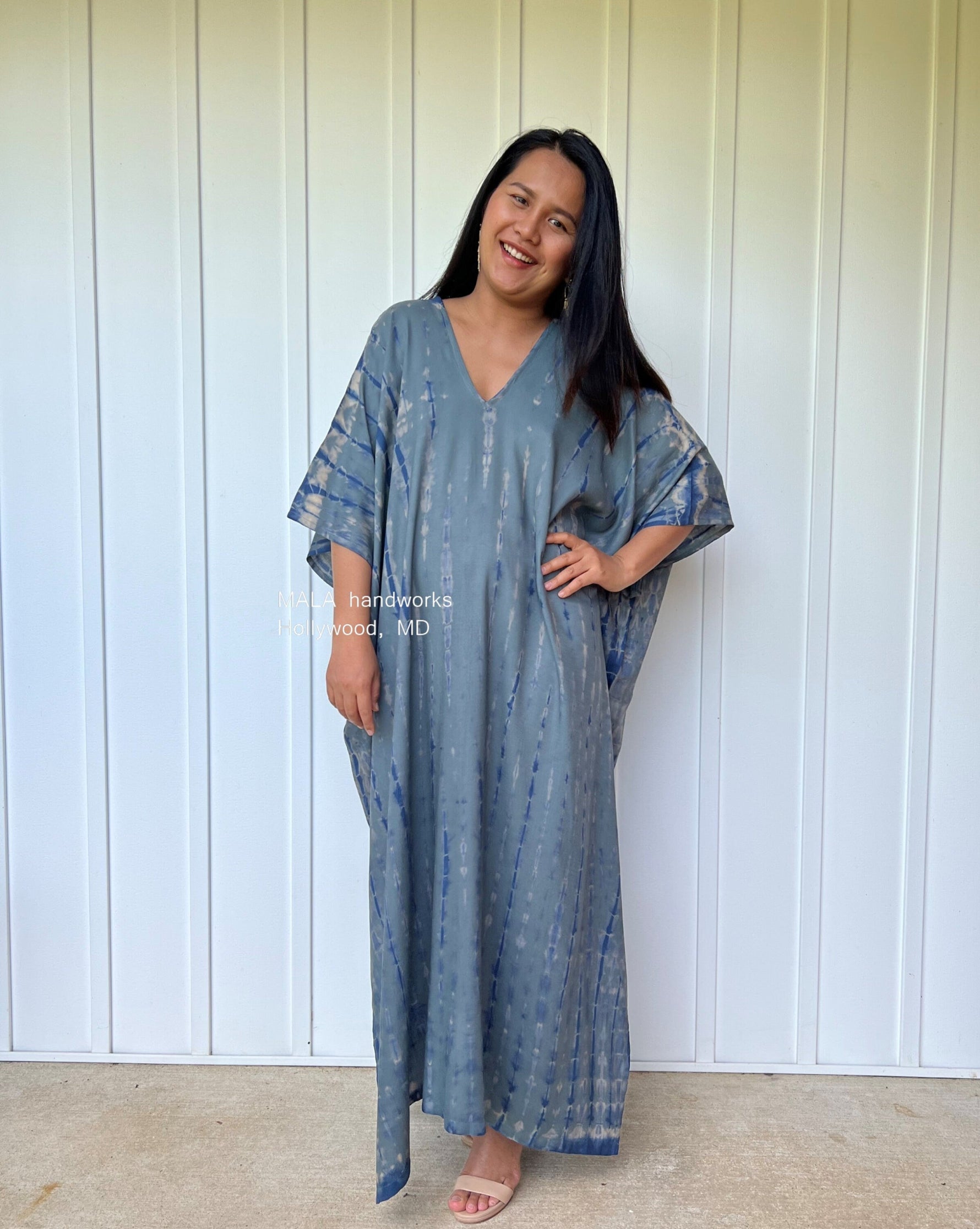 MALA handworks  Camila Kaftan in Blue Gray Tie Dye