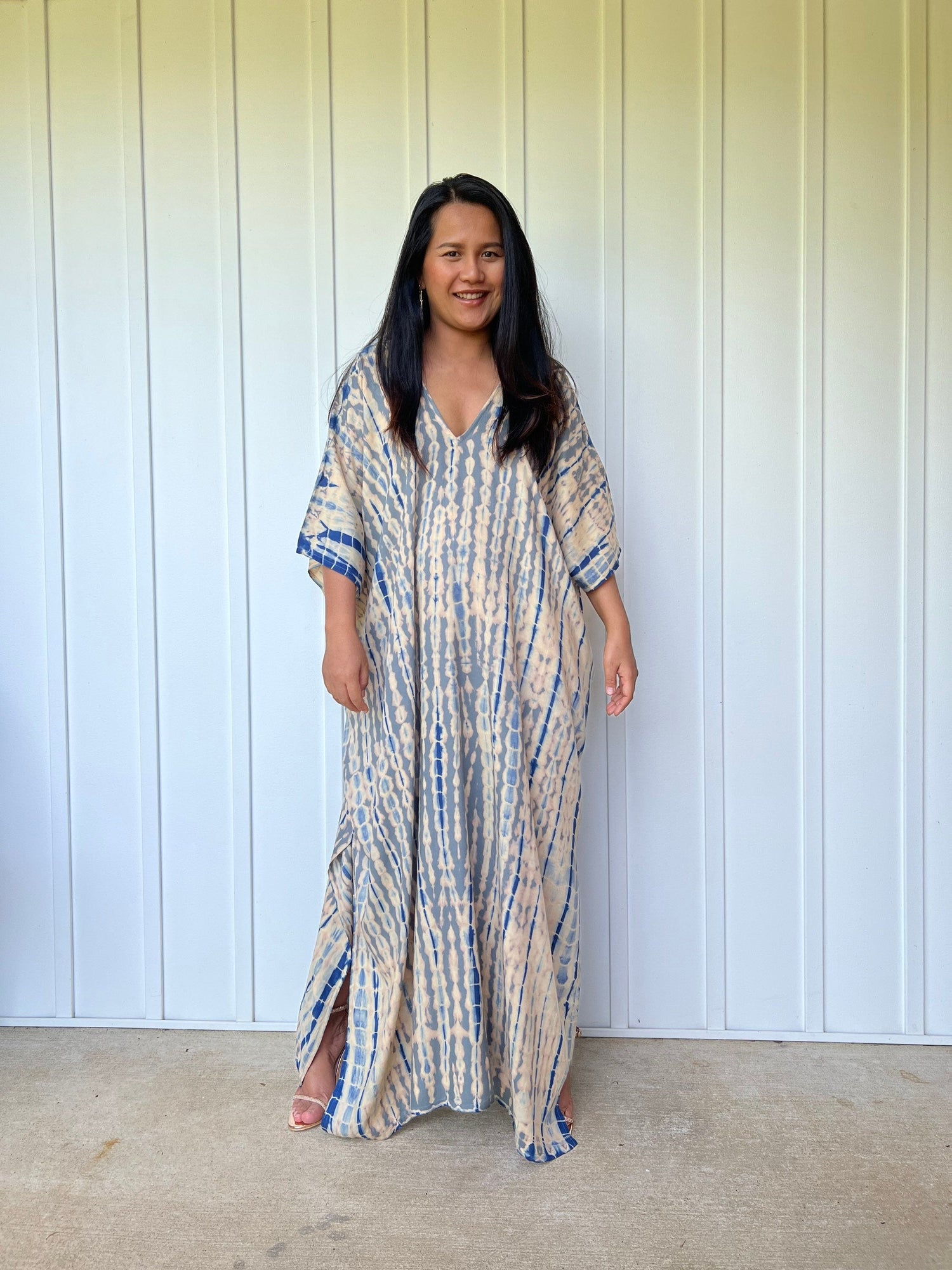 MALA handworks  Camila Kaftan in Blue Gray Tie Dye