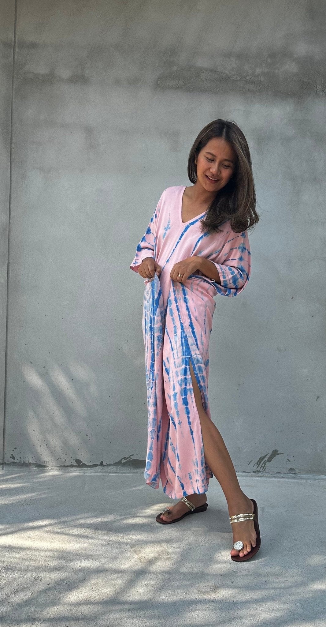 Camila Kaftan in Bubblegum & Blue Tie Dye-CM-54-50-Mala Handworks