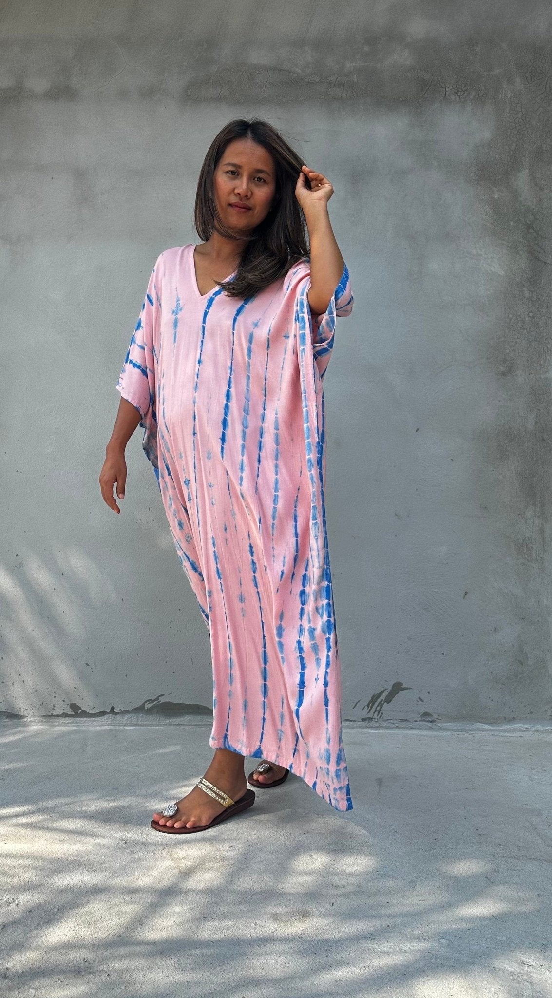 Camila Kaftan in Bubblegum & Blue Tie Dye-CM-54-50-Mala Handworks