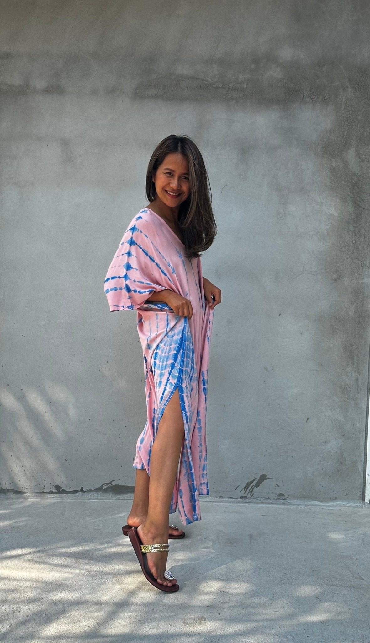 Camila Kaftan in Bubblegum & Blue Tie Dye-CM-54-50-Mala Handworks