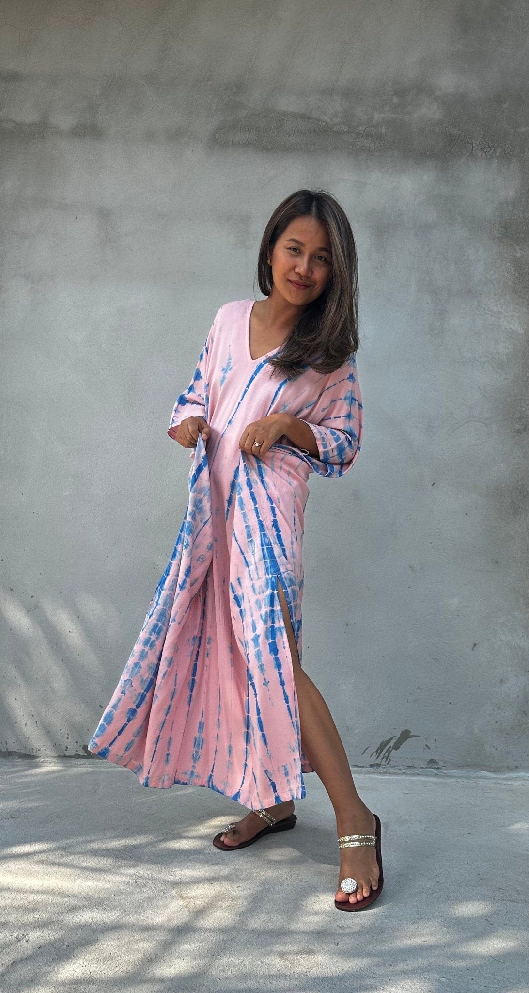 Camila Kaftan in Bubblegum & Blue Tie Dye-CM-54-50-Mala Handworks
