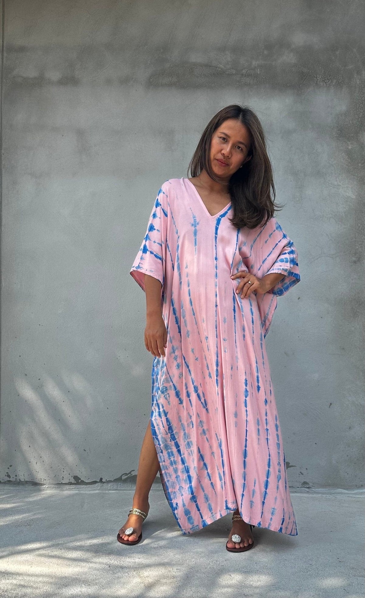 Camila Kaftan in Bubblegum & Blue Tie Dye-CM-54-50-Mala Handworks