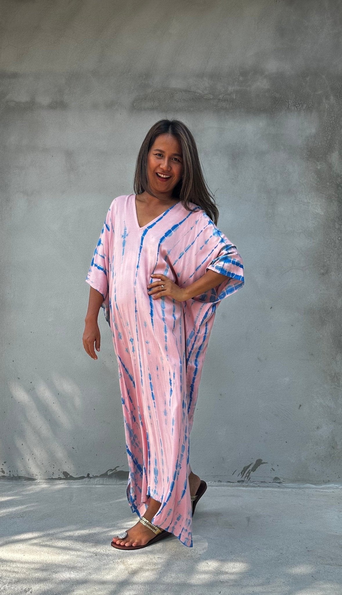 Camila Kaftan in Bubblegum & Blue Tie Dye-CM-54-50-Mala Handworks
