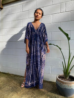 Camila Kaftan in Dark Blue and Purple Tie Dye-CM-3-50-Mala Handworks
