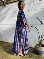 Camila Kaftan in Dark Blue and Purple Tie Dye-CM-3-50-Mala Handworks
