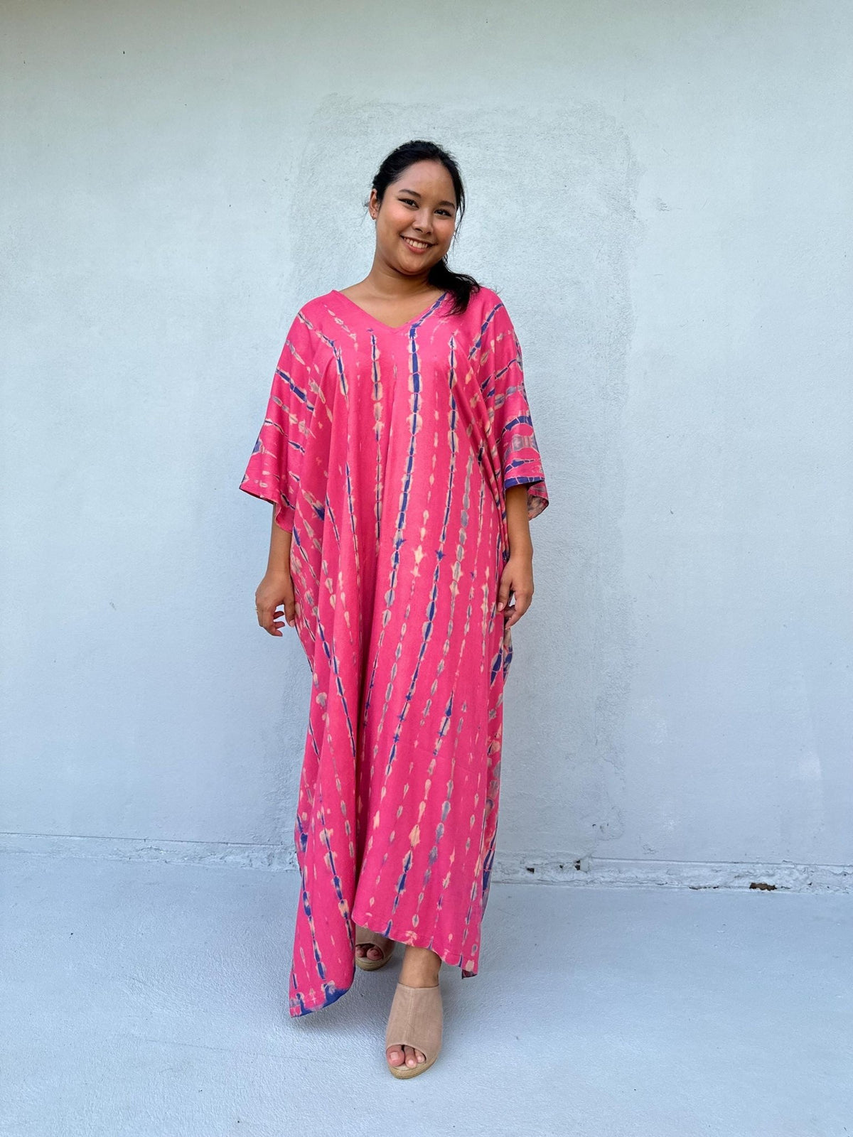 Camila Kaftan in Fuchsia & Blue Tie Dye-CM-56-50-Mala Handworks