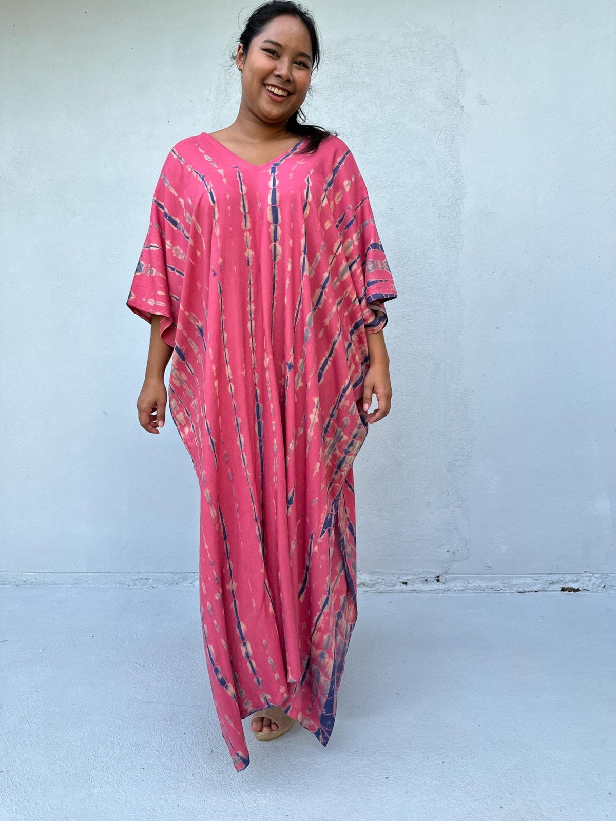Camila Kaftan in Fuchsia & Blue Tie Dye-CM-56-50-Mala Handworks