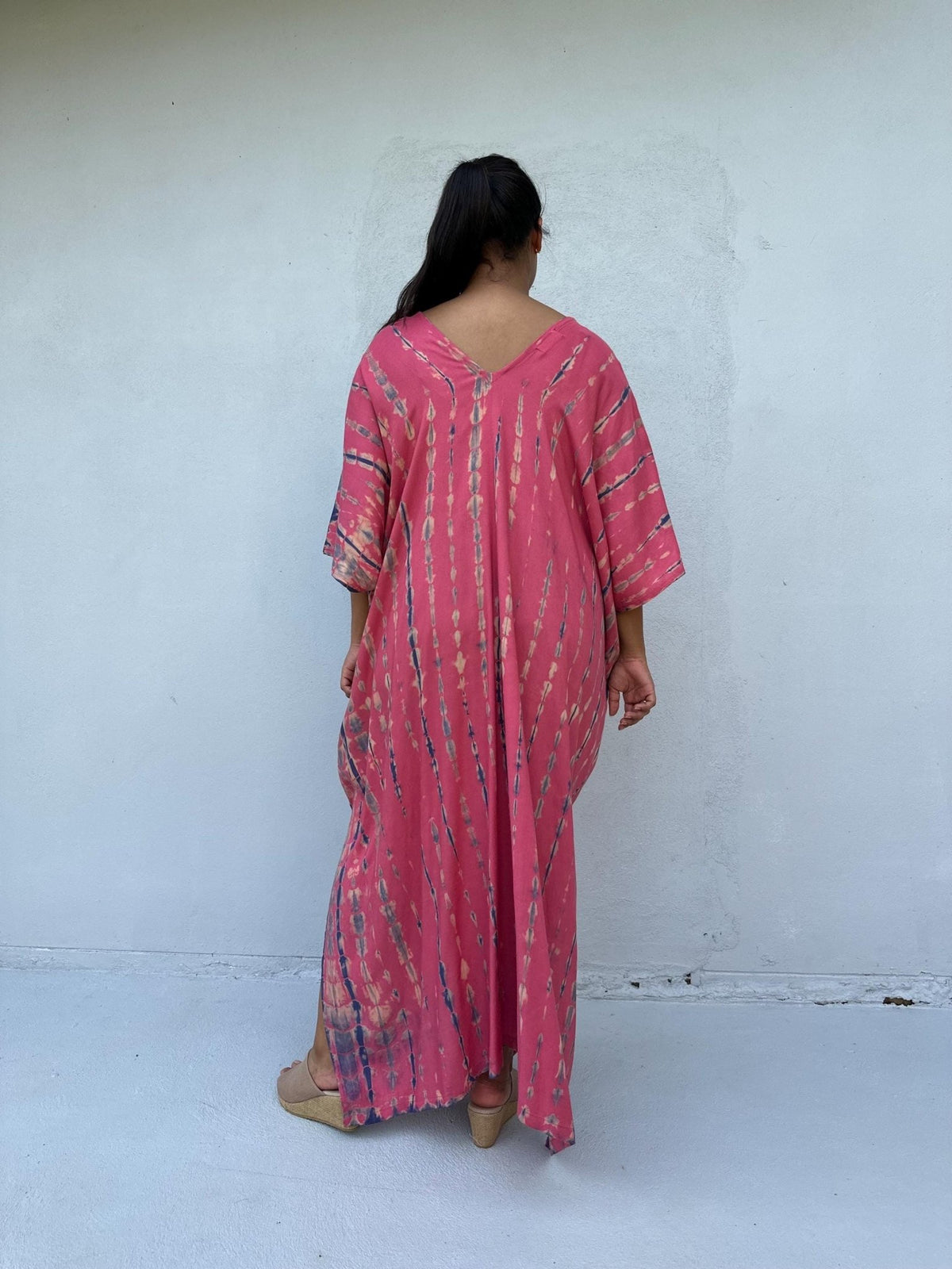 Camila Kaftan in Fuchsia & Blue Tie Dye-CM-56-50-Mala Handworks