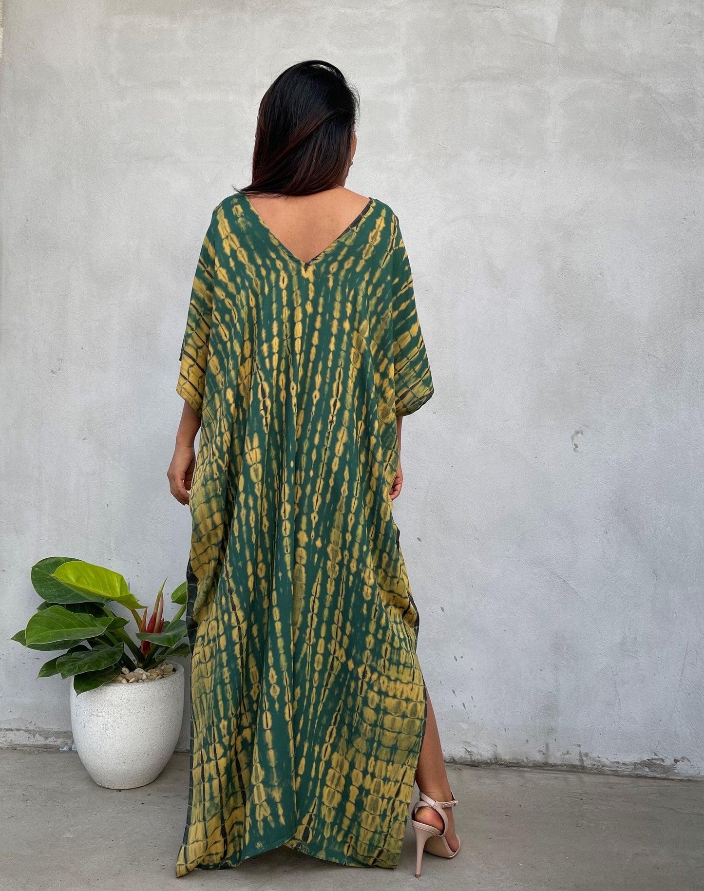 MALA handworks Camila Kaftan in Green and Yellow Tie Dye