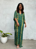 MALA handworks  Camila Kaftan in Green and Yellow Tie Dye