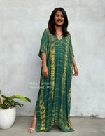 MALA handworks  Camila Kaftan in Green and Yellow Tie Dye