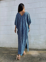 MALA handworks  Camila Kaftan in Indigo Blue Silkscreen Pattern