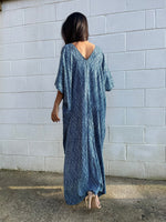 MALA handworks  Camila Kaftan in Indigo Blue Silkscreen Pattern