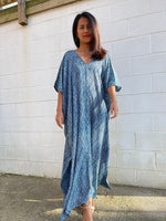 MALA handworks  Camila Kaftan in Indigo Blue Silkscreen Pattern