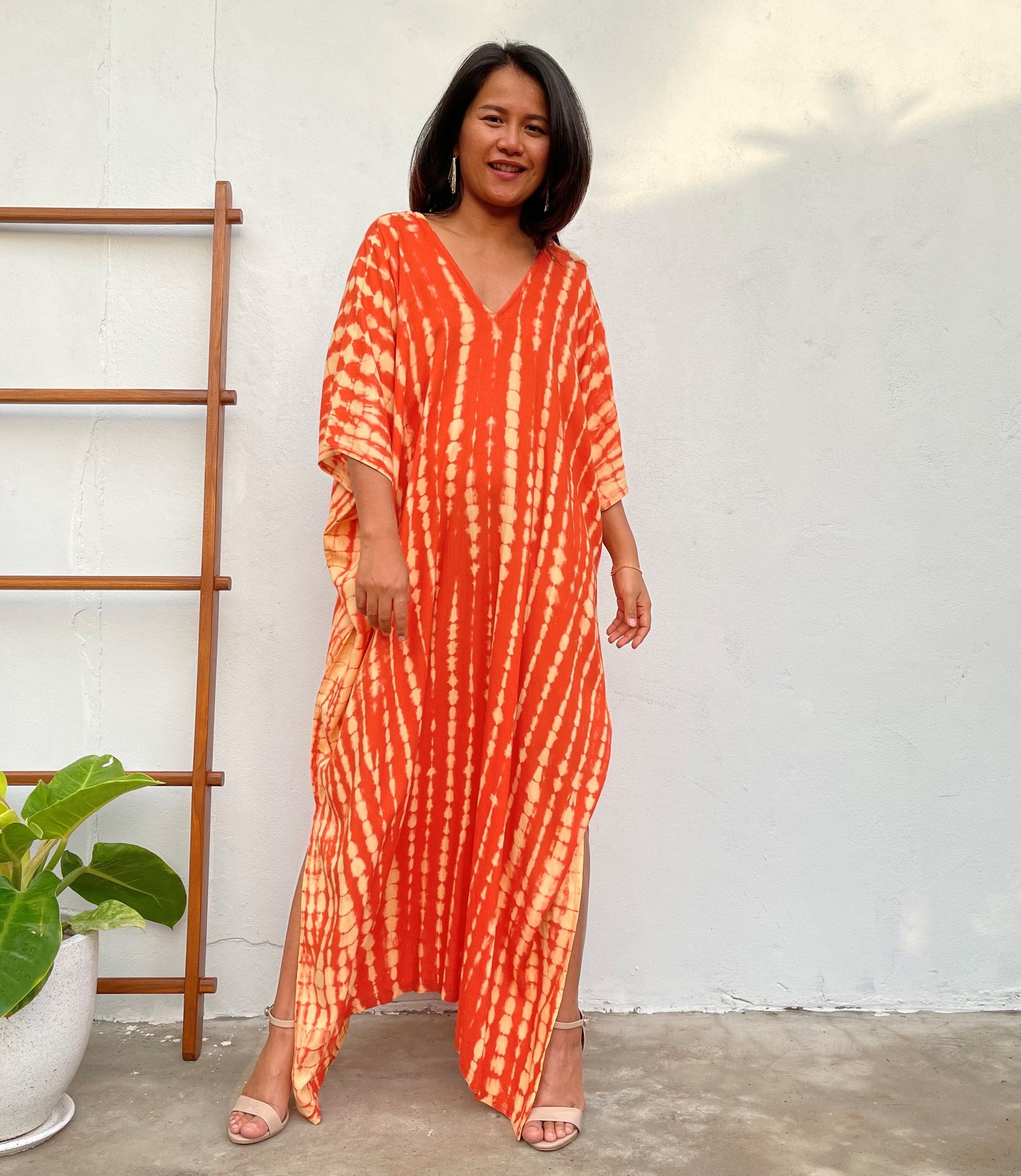 MALA handworks Camila Kaftan in Orange and Yellow Tie Dye