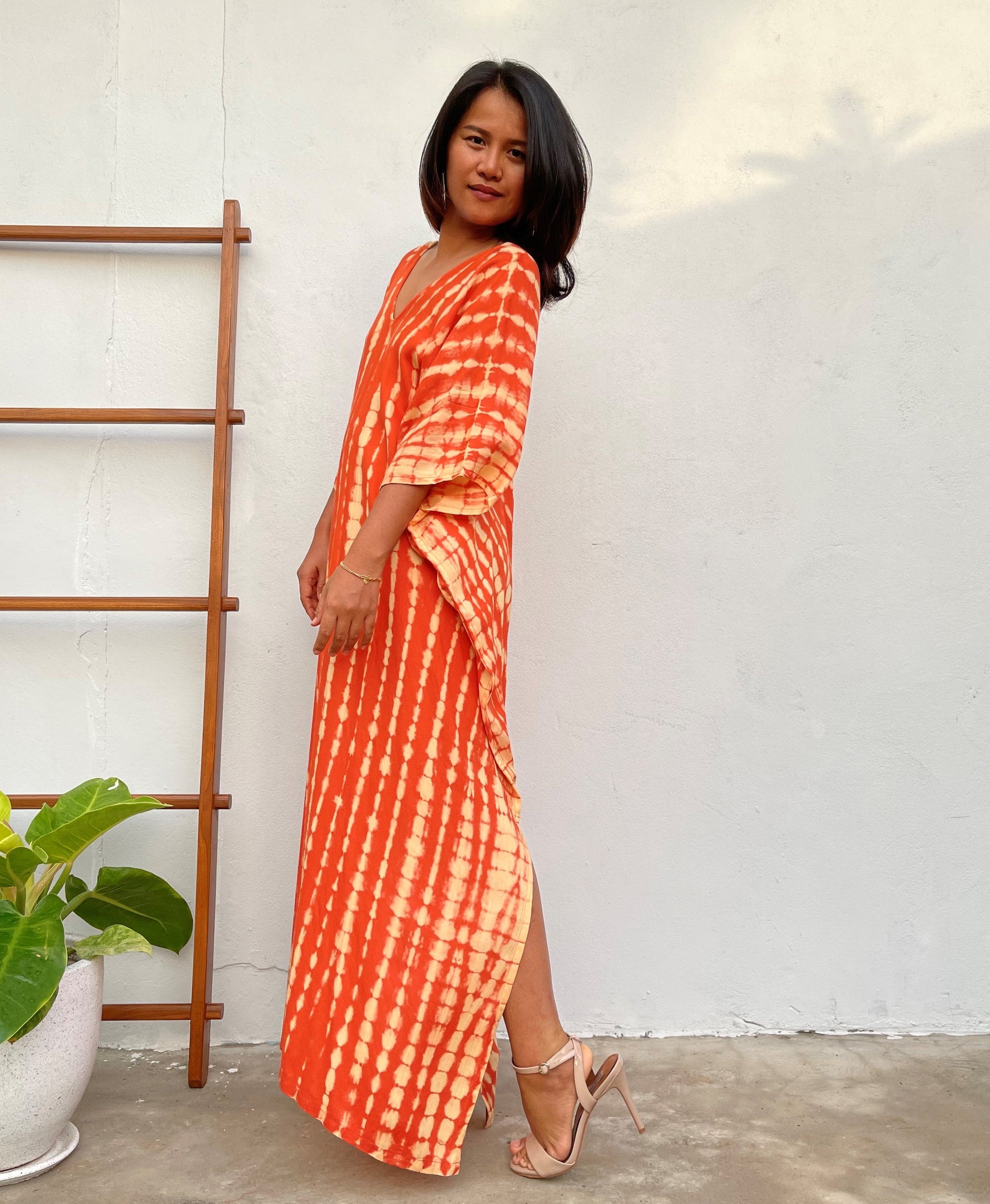 MALA handworks Camila Kaftan in Orange and Yellow Tie Dye