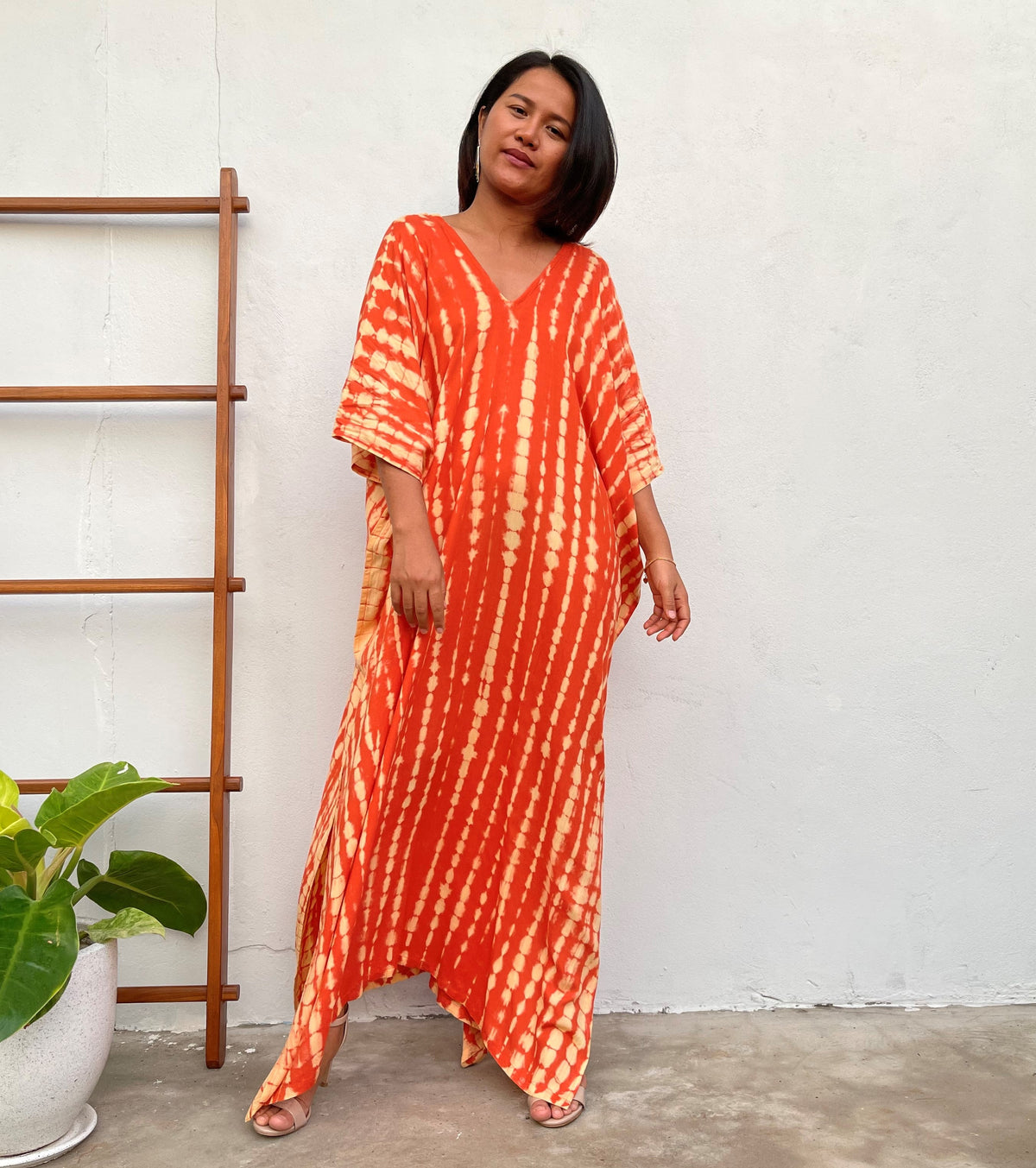MALA handworks Camila Kaftan in Orange and Yellow Tie Dye
