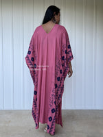 MALA handworks  Camila Kaftan in Pink and Blue Silkscreen Pattern