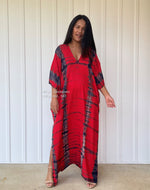MALA handworks  Camila Kaftan in Red and Black Gray Tie Dye