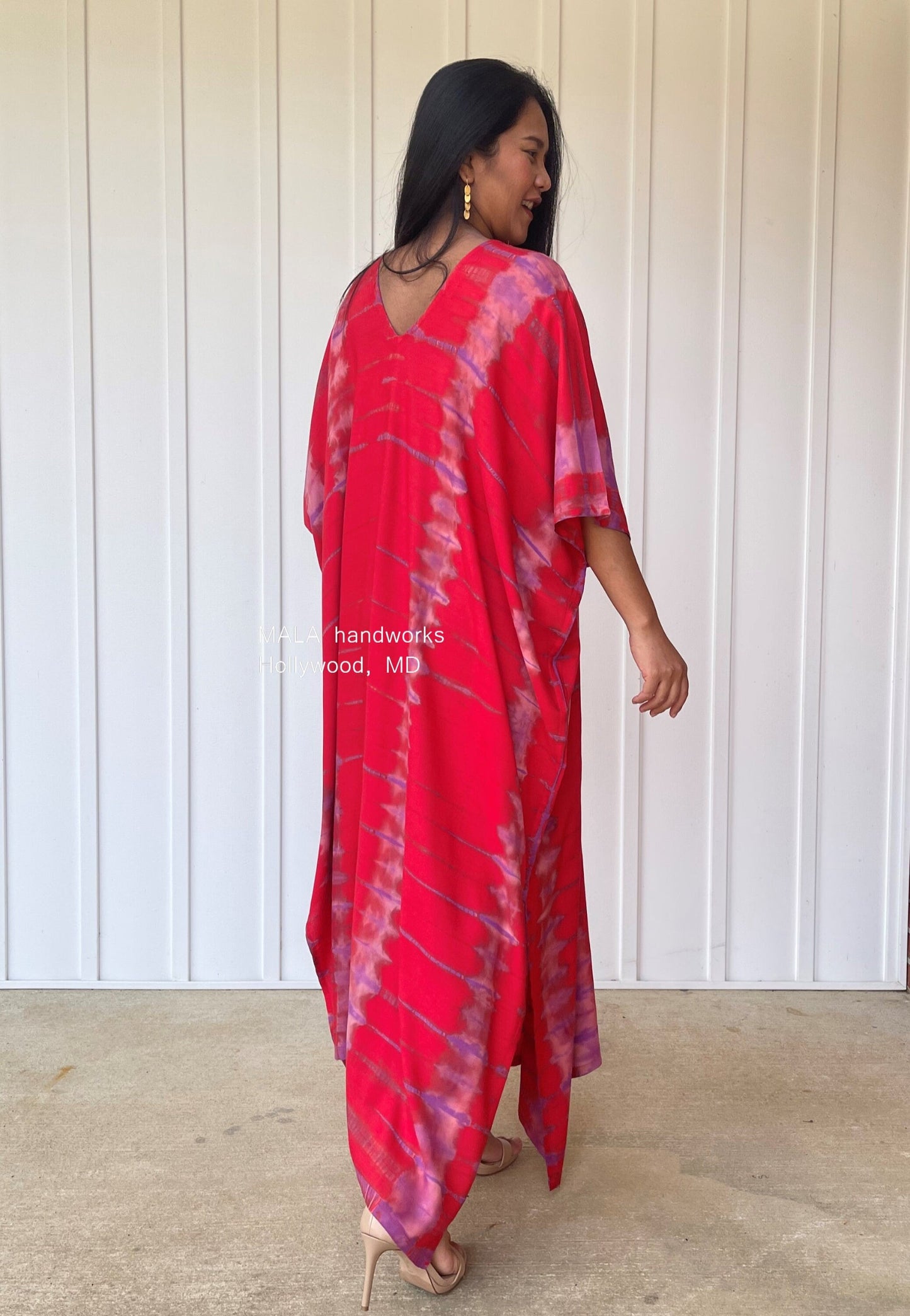 MALA handworks  Camila Kaftan in Red and Purple Tie Dye