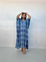 Camila Kaftan in Slate & Blue Tie Dye-CM-63-Mala Handworks