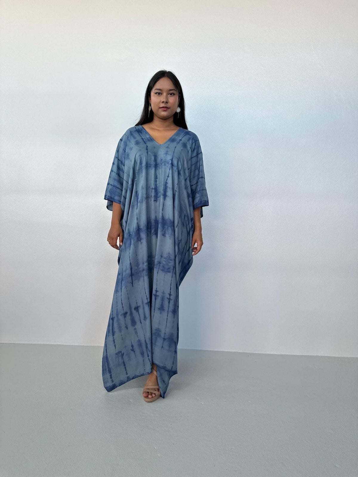 Camila Kaftan in Slate & Blue Tie Dye-CM-63-Mala Handworks