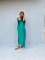 Camila Kaftan in Teal & Cornflower Tie Dye-CM-55-50-Mala Handworks