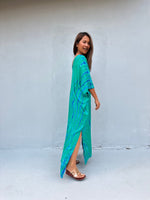 Camila Kaftan in Teal & Cornflower Tie Dye-CM-55-50-Mala Handworks