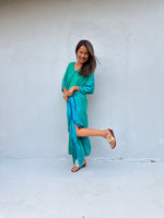 Camila Kaftan in Teal & Cornflower Tie Dye-CM-55-50-Mala Handworks