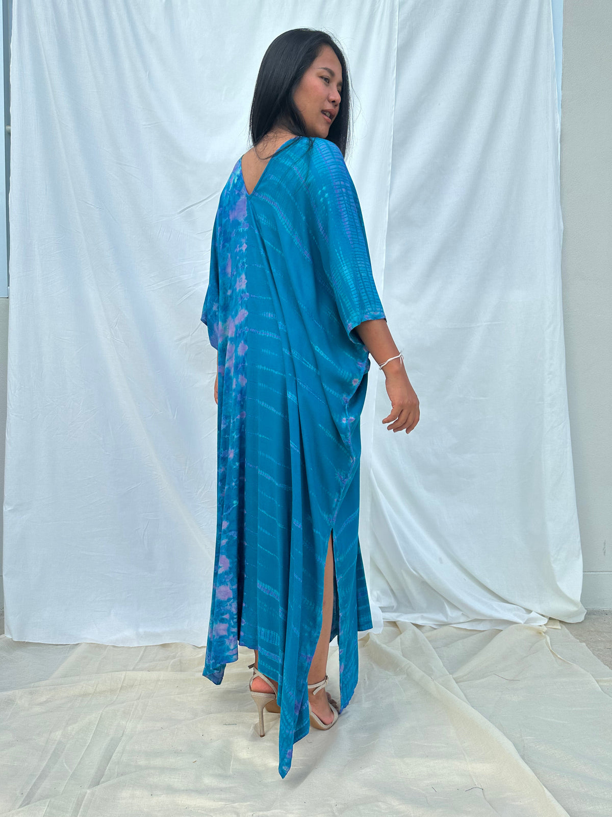 MALA handworks Camila Kaftan in Turquoise Blue Tie Dye