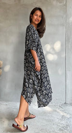 Camila Lucky Cat Kaftan in Black-CM-62-Mala Handworks