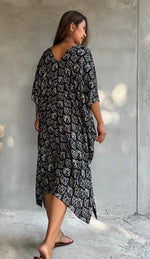 Camila Lucky Cat Kaftan in Black-CM-62-Mala Handworks