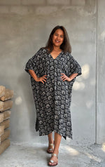 Camila Lucky Cat Kaftan in Black-CM-62-Mala Handworks