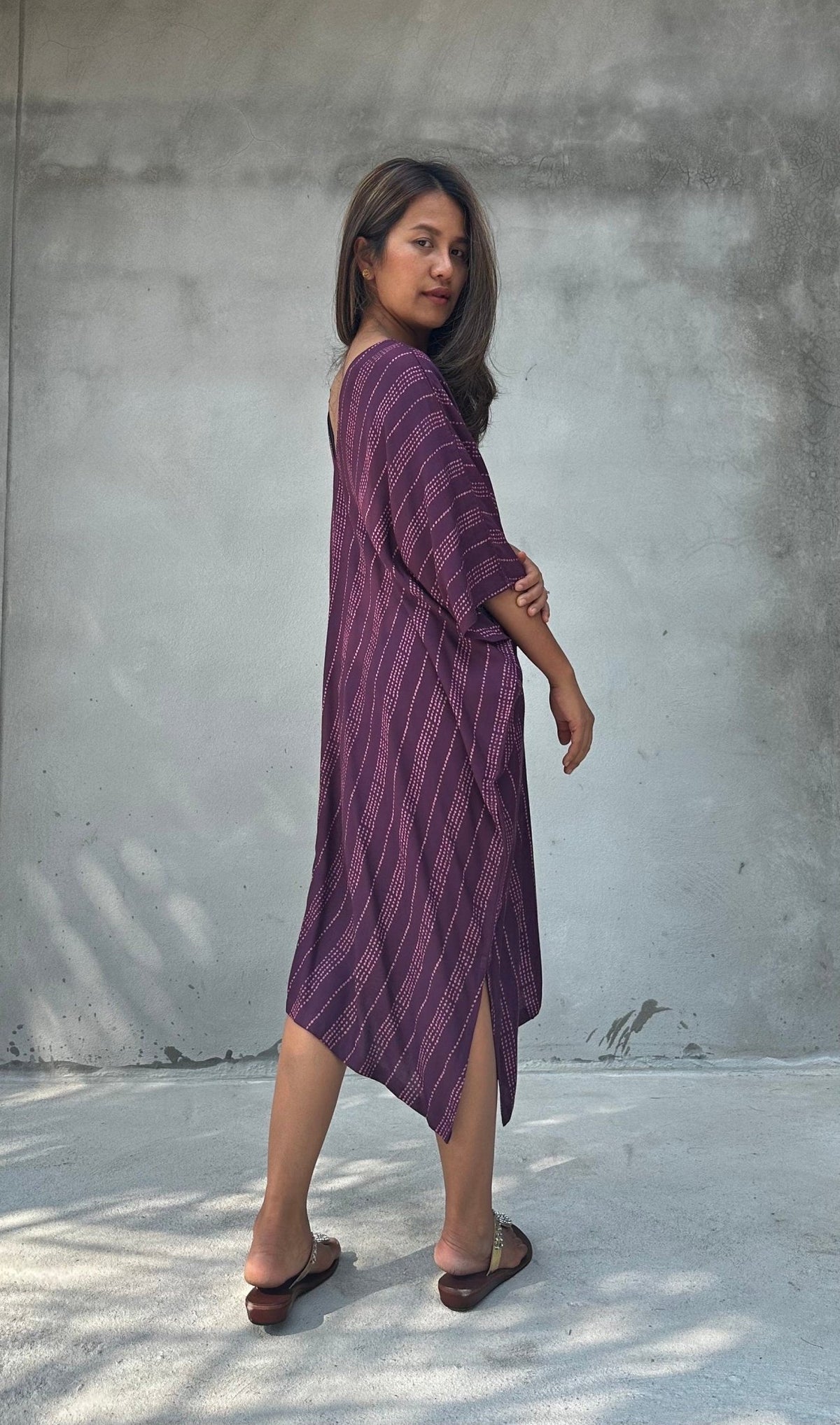 Camila Reed Kaftan in Eggplant-CM-58-40-Mala Handworks