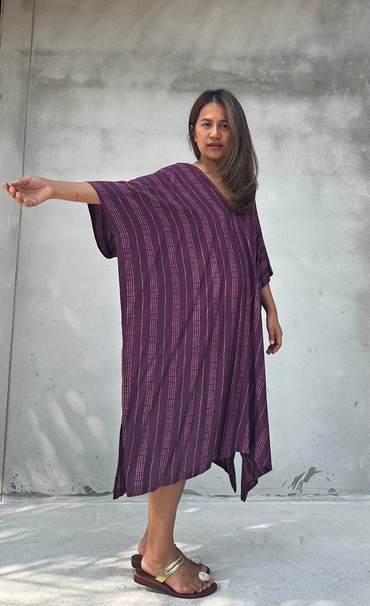 Camila Reed Kaftan in Eggplant-CM-58-40-Mala Handworks