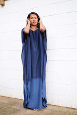 Cora Hand Painted Kaftan in Indigo Blue - Mala Handworks