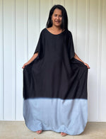 Cora Kaftan in Black and Gray Hand Painted Batik - Mala Handworks