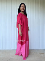 Cora Kaftan in Red and Pink Hand Painted Batik-C-13-50-Mala Handworks