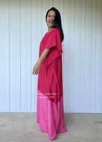 Cora Kaftan in Red and Pink Hand Painted Batik-C-13-50-Mala Handworks