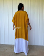 MALA handworks  Cora Kaftan in Yellow and White Hand Painted Batik