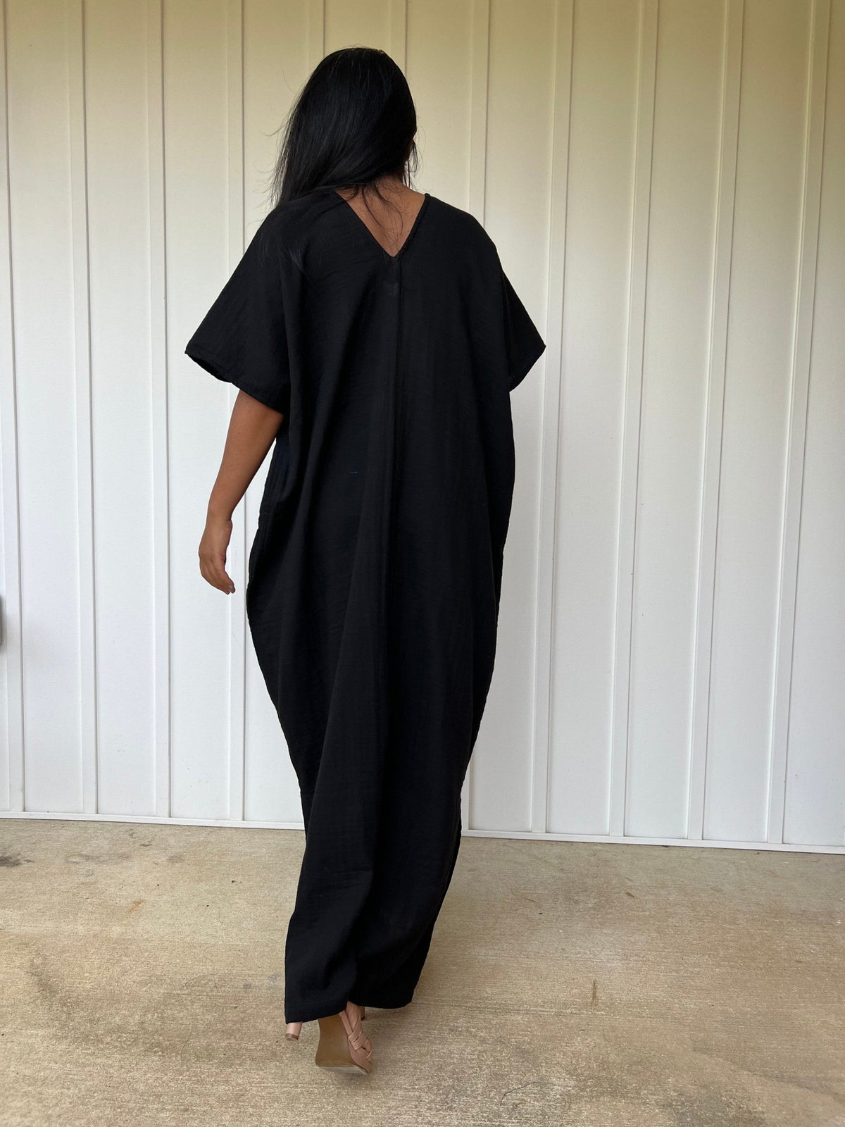 Mala Handworks Daria Cotton Kaftan in Black
