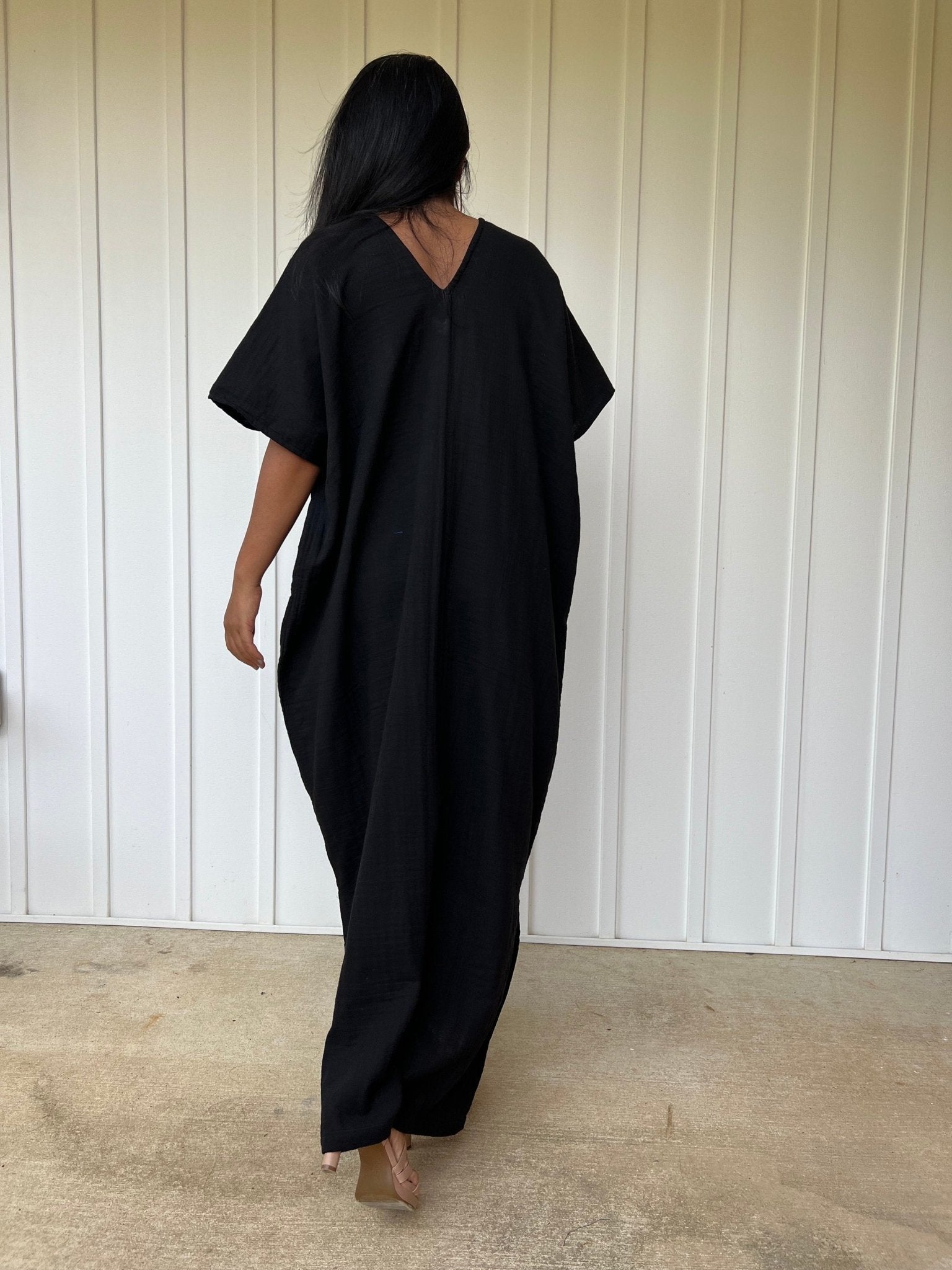 Mala Handworks Daria Cotton Kaftan in Black