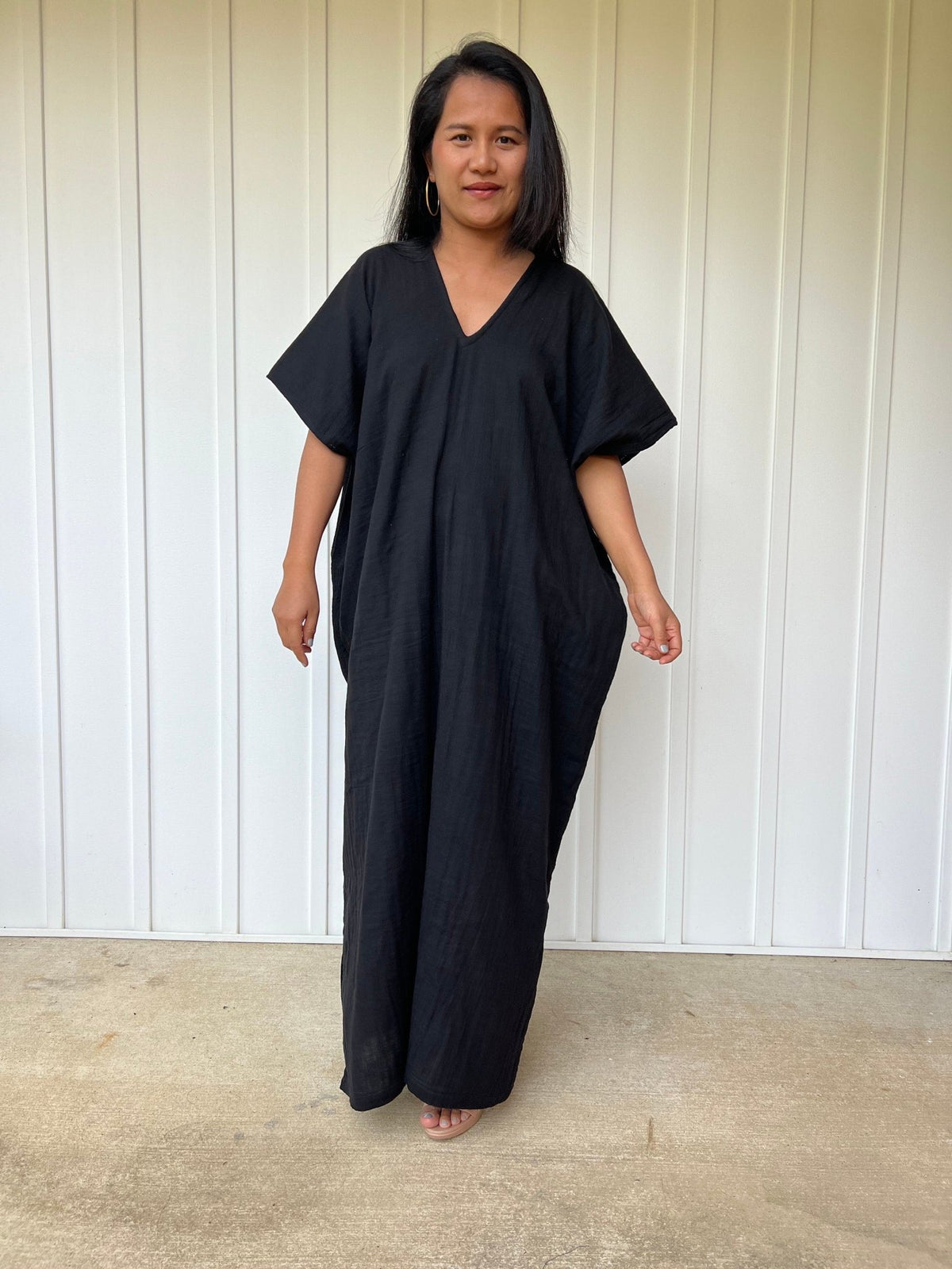 Mala Handworks Daria Cotton Kaftan in Black