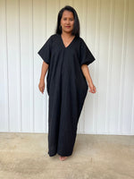 Mala Handworks Daria Cotton Kaftan in Black