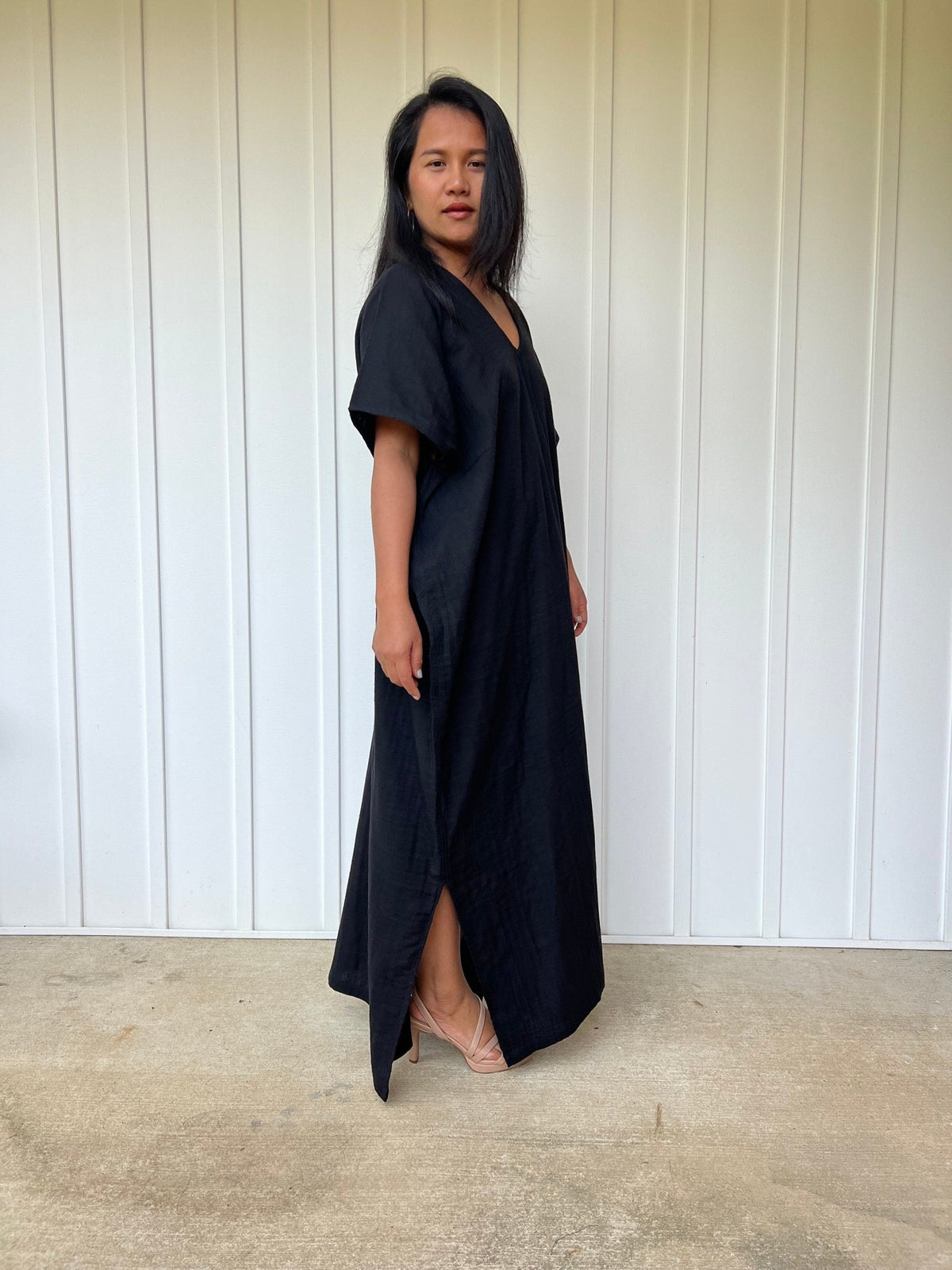 Mala Handworks Daria Cotton Kaftan in Black