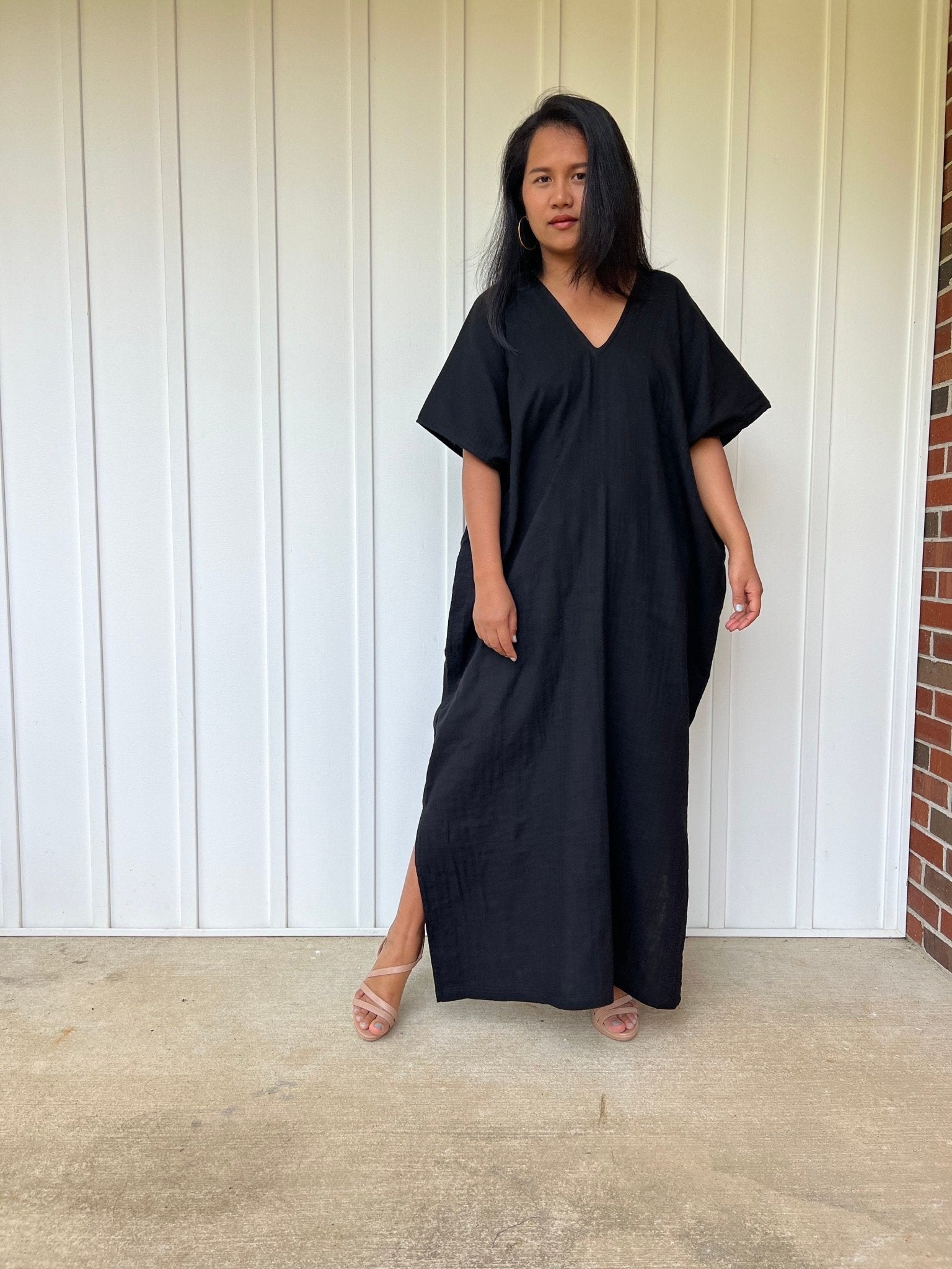 Mala Handworks Daria Cotton Kaftan in Black